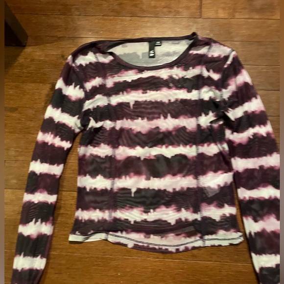 Garage Purple and white striped tie dye mesh shirt - Picture 1 of 3